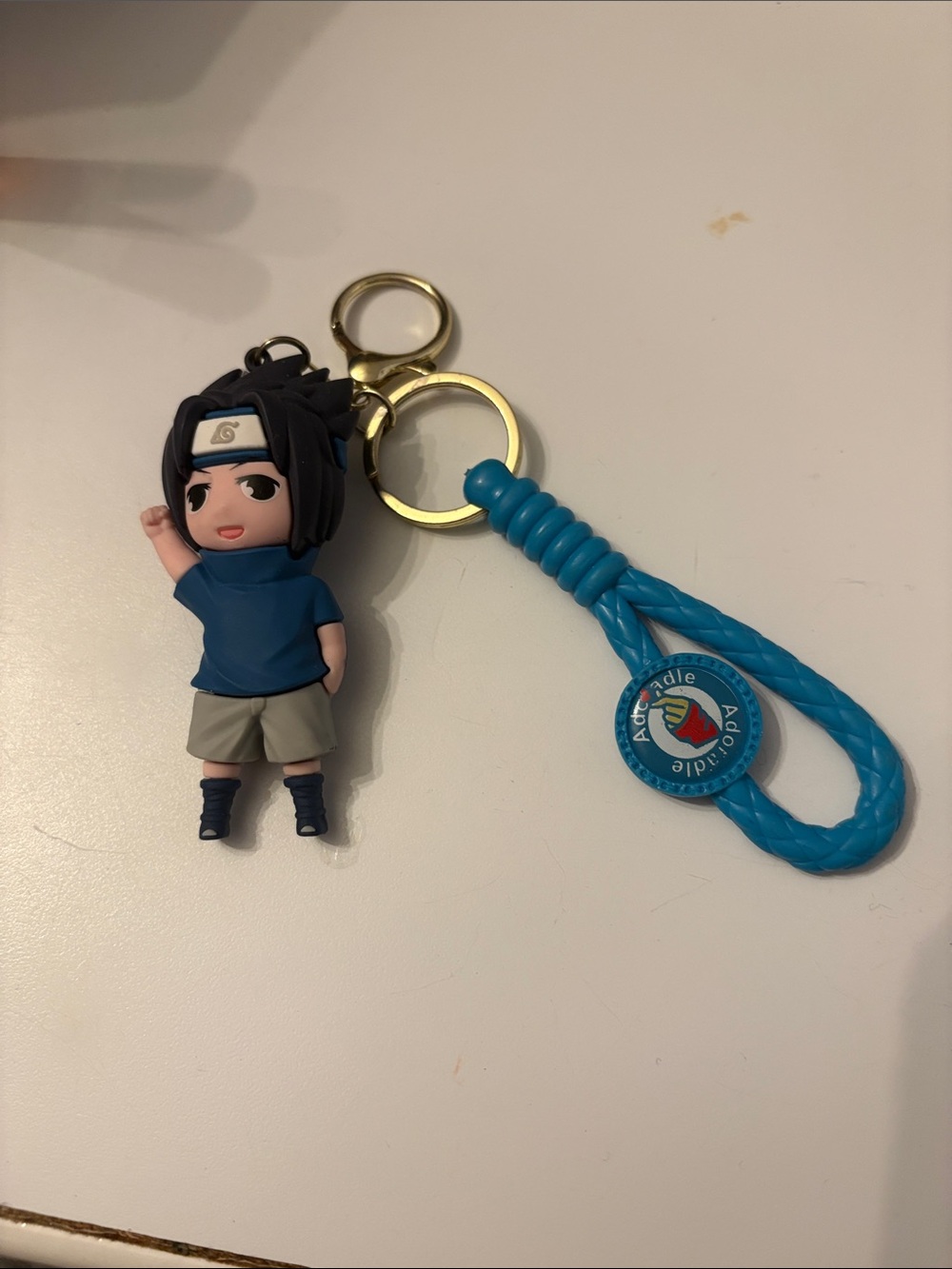 Blue Naruto-Style Chibi Keychain Figure of Sasuke